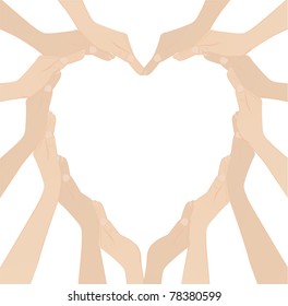 Many hand make to heart