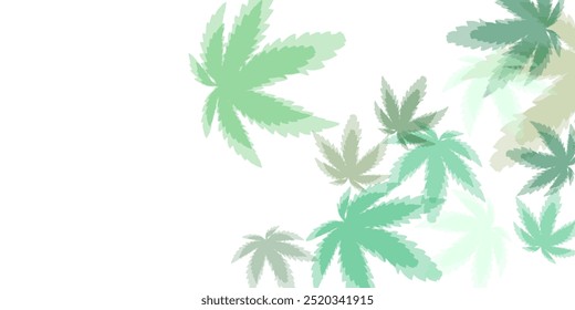 Many handmade ink leaves stamps scattered on white background. Vector illustration. All isolated and layered