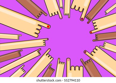 many hands pointing at... vector