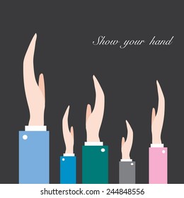 Many hands reaching out in the air illustration eps10