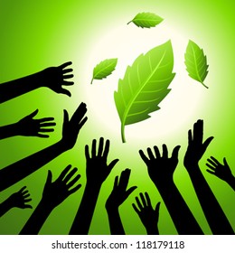 many hands standing for save green