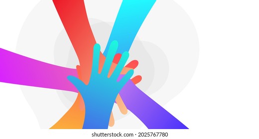 Many Hands Together Color Illustration