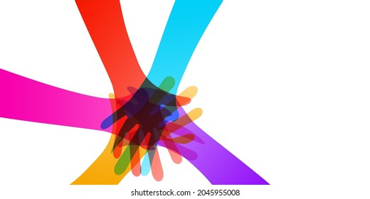 Many Hands Together Color Illustration