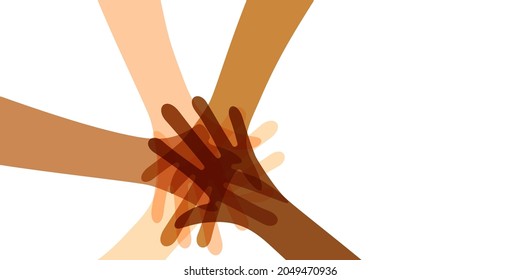 Many Hands Together Color Illustration