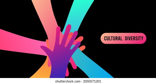 Many Hands Together Color Illustration