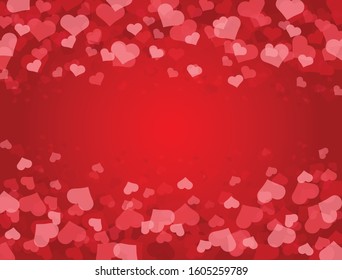 Many heart with red gradient background for valentine day