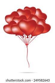 Many heart shape balloon bound together as a group in the air 