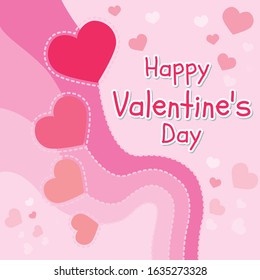 Many heart shaped balloons are floating freely, Valentine's day vector design concept, Happy Valentine's Day