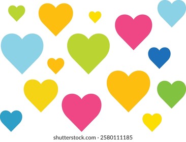 many heart various colors seamless pattern, heart vector illustration.