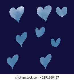 Vector de fondo azul de muchos corazones