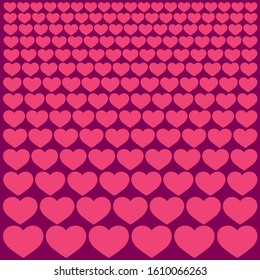 Many hearts lined up to make a gift wrapping background for Valentine's Day.