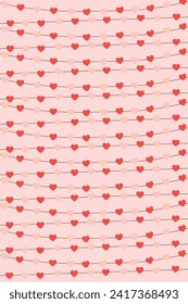 Many hearts on pink background. Pattern for design