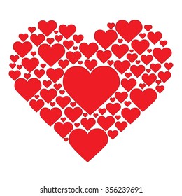 many hearts in one, love, red