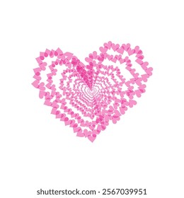 Many hearts in the shape of a big heart. Isolated on a white background. Love symbol. Pink color. Icon or logo. Postcard. Valentine's day. Cute simple modern design. Flat style vector illustration.