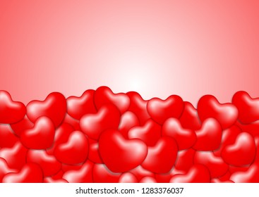 many hearts shape red color on soft pink red background for copy space valentines love card, wallpaper heart shapes red, background of card love for valentine beautiful, banner template for valentines