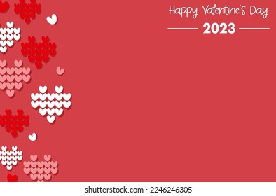 Many hearts vector for Valentine’s Day, February 14 Valentines greeting card design, heart love wallpaper background, love greeting card design, hearts on red background for Valentine’s Day.