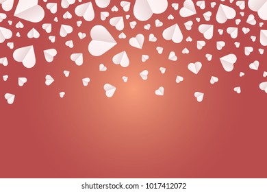 Many hearts vector icon, Frame of white heart on the red background, Frame by paper cut of heart shape, Logo of valentine day and love symbol.
