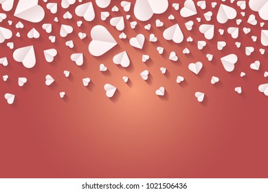 Many hearts vector icon, Frame of white heart on the red background, Frame by paper cut of heart shape, Logo of valentine day and love symbol.