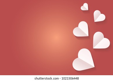 Many hearts vector icon, Frame of white heart on the red background, Frame by paper cut of heart shape, Logo of valentine day and love symbol.