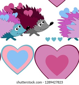 many hedgehog lovers walk together, seamless pattern
