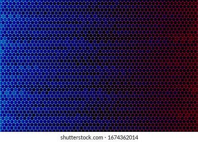 Many hexagonal geometric and gradient vector background  On purple and blue backgrounds that gradate the color to dark and glow