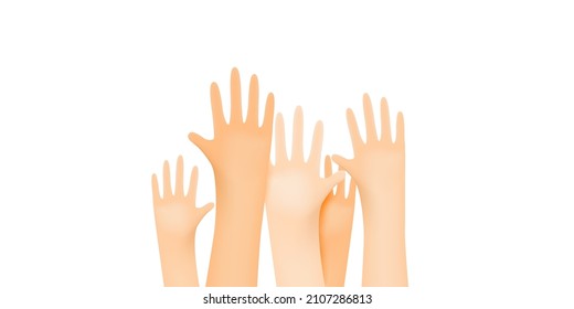 Many human hands up illustration