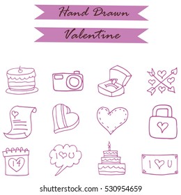 Many icon of valentine day element