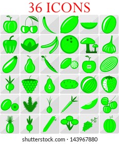 many icons fruit, EPS10 image, Vector
