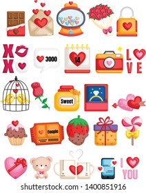 many icons related to couples and love