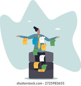 Demasiadas ideas, horarios y recordatorios sobrecargados de trabajo o ocupados, Vida y empleo de las personas.