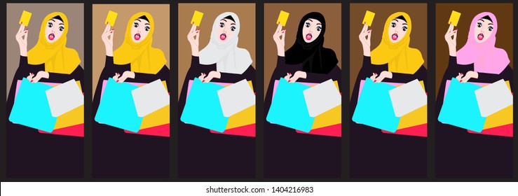 Many Islamic women believe in various nationalities, having a turban in a vector. Illustration for advertising