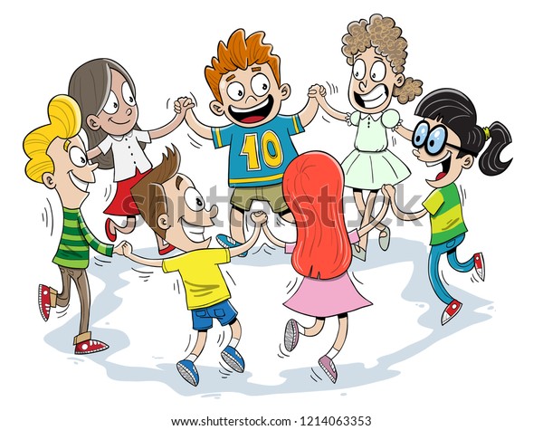 Many Kids Dancing Together Circle Stock Vector (Royalty Free ...