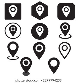 Many kinds of the vector location icon