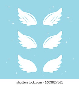 Many kinds of wings cartoon illustration, angel, angel wings, feather wings, angel, goodness.vector illustration and icon.