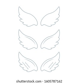 Many kinds of wings cartoon illustration, angel, angel wings, feather wings, angel, goodness.vector illustration and icon.