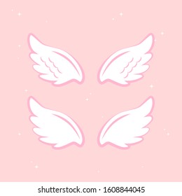 Many kinds of wings cartoon illustration, angel, angel wings, feather wings, angel, goodness.vector illustration and icon.