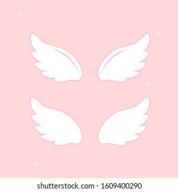 Many kinds of wings cartoon illustration, angel, angel wings, feather wings, angel, goodness.vector illustration and icon.