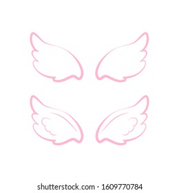 Many kinds of wings cartoon illustration, angel, angel wings, feather wings, angel, goodness.vector illustration and icon.