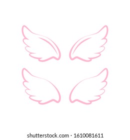 Many kinds of wings cartoon illustration, angel, angel wings, feather wings, angel, goodness.vector illustration and icon.