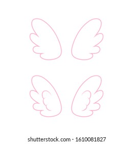 Many kinds of wings cartoon illustration, angel, angel wings, feather wings, angel, goodness.vector illustration and icon.