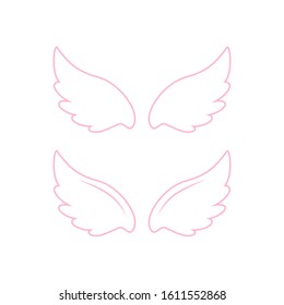 Many kinds of wings cartoon illustration, angel, angel wings, feather wings, angel, goodness.vector illustration and icon.