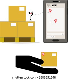 Muchas cajas de transporte etiquetadas en una paleta de mercancías