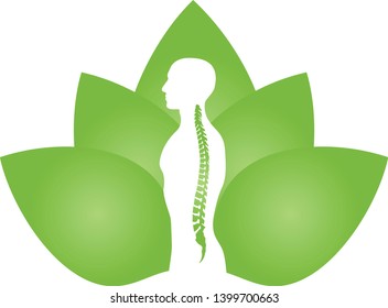Many leaves, plant and person logo