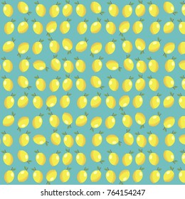 Many lemons are depicted on a turquoise background. Healthy food. Healthy lifestyle. Vector illustration.