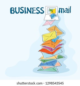 many letters spill out of the computer / business mail