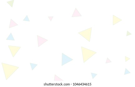Many Light Blue, Green, Violet and Yellow Triangles of Different Size on White Background