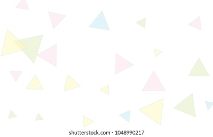 Many Light Blue, Green, Violet and Yellow Triangles of Different Size on White Background