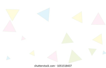 Many Light Blue, Green, Violet and Yellow Triangles of Different Size on White Background
