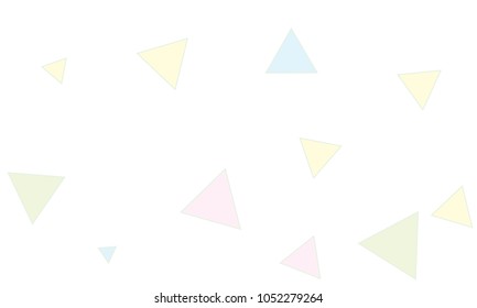 Many Light Blue, Green, Violet and Yellow Triangles of Different Size on White Background
