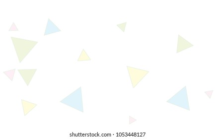 Many Light Blue, Green, Violet and Yellow Triangles of Different Size on White Background
